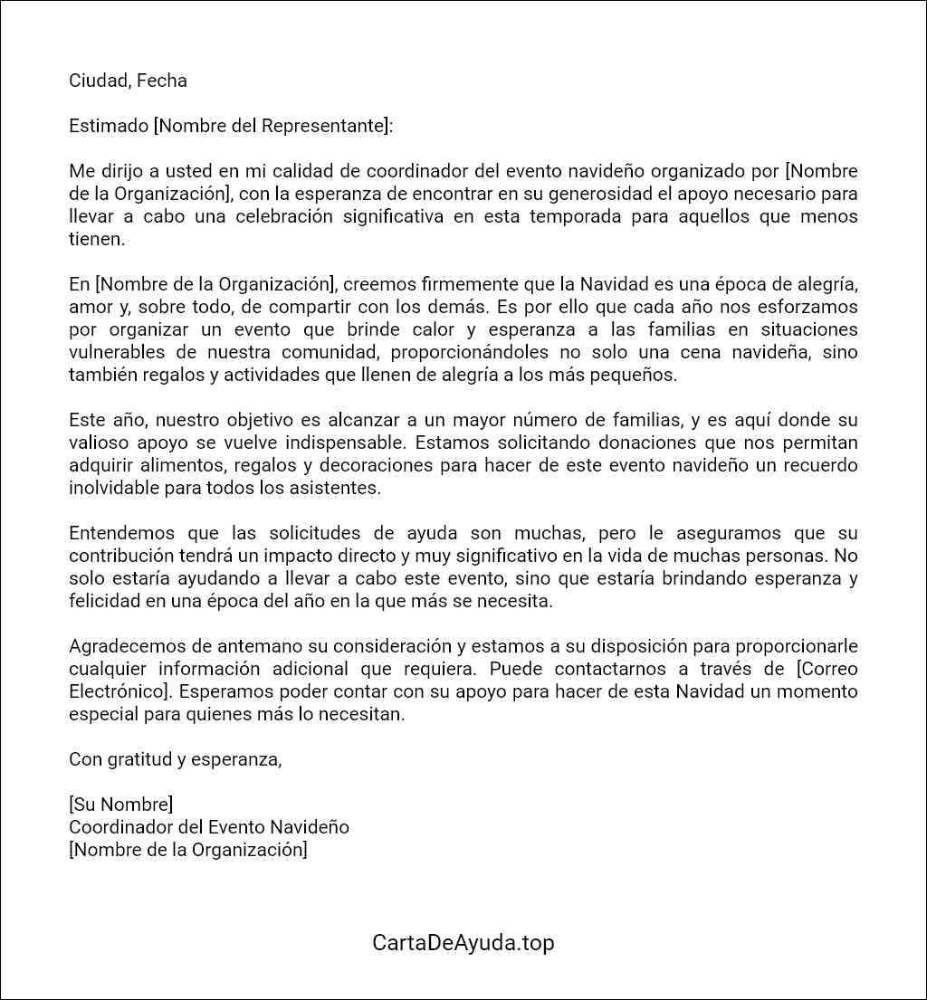 formato de carta de solicitud de donación para navidad 