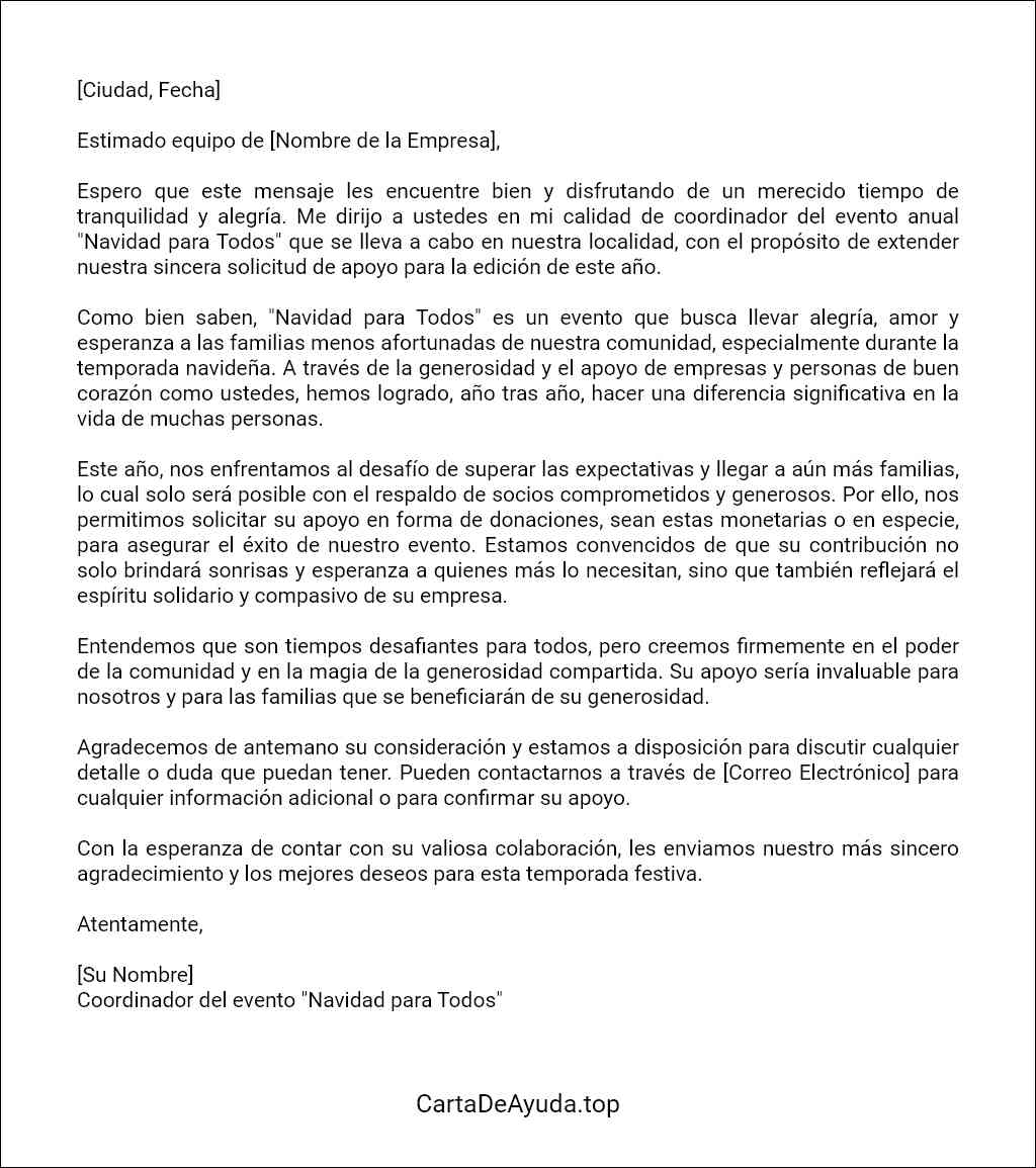 carta de solicitud de donación para navidad formato